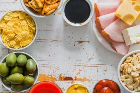 Selection of salt high in salt Stock Photos