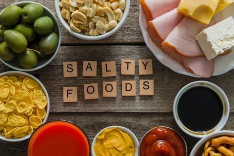 Selection of salt high in salt Stock Photos