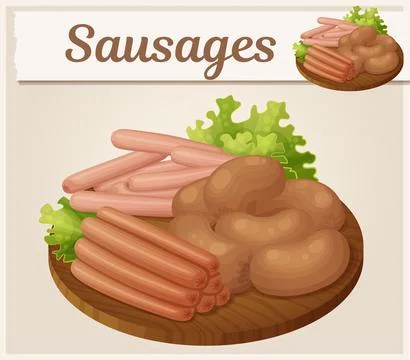 Selection of sausages vector illustration. Cartoon meat food icon Stock Illustration