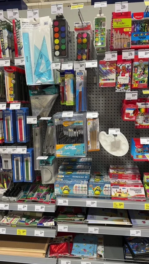 Selection of school and office supplies, back to school Stock Footage 280640655