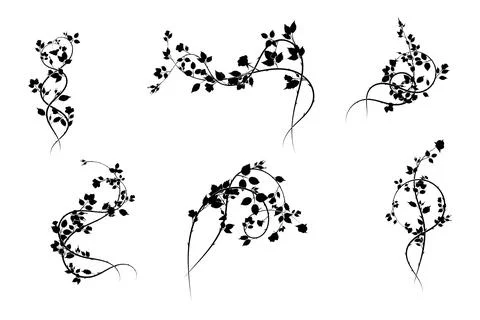Selection of small elements pattern roses weaving Illustrazione stock