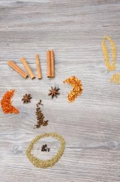 Selection of spices to the dish Foto stock