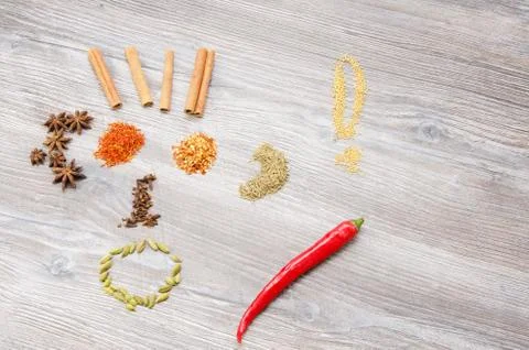Selection of spices to the dish Stock-Fotos