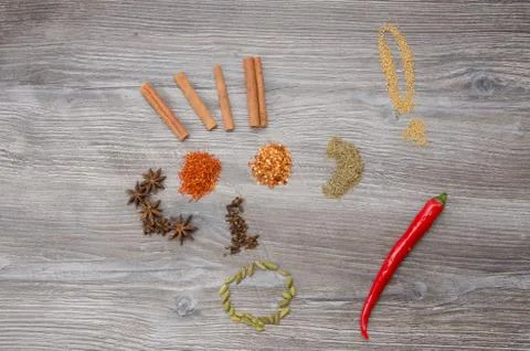 Selection of spices to the dish Stock Photos
