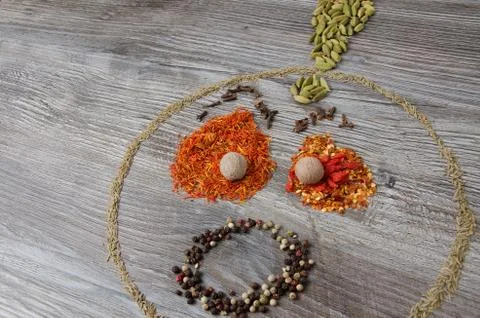 Selection of spices to the dish Foto stock