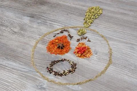Selection of spices to the dish Stock Photos