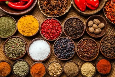 A selection of spices Stock Photos