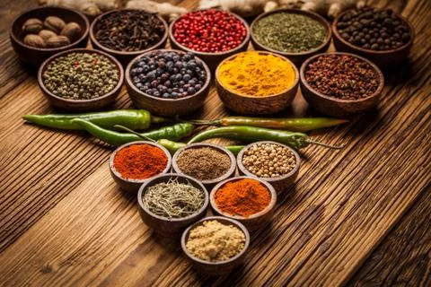 A selection of spices Stock Photos