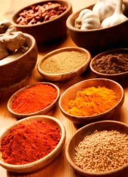 SELECTION OF SPICES Stock Photos