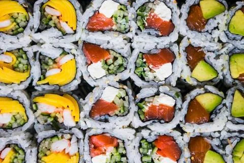 A selection of sushi (full frame) 库存照片