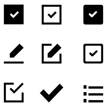Selection Symbols Checklist Edit and More for UI UX Design Stock Illustration
