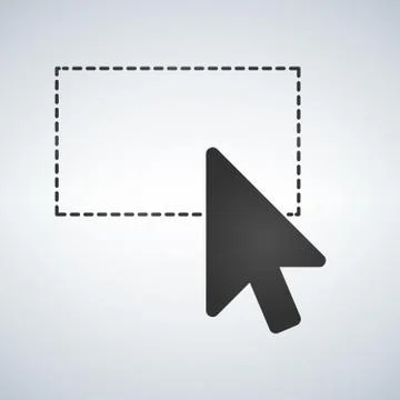 Selection tool with mouse cursor, dashed line. Vector illustration isolated o Illustrazione stock