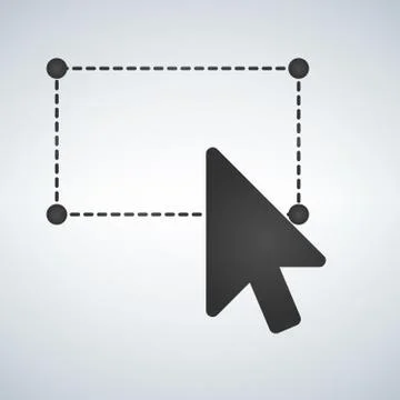 Selection tool with mouse cursor, dashed line and corcles in the corners. Vec Stock Illustration