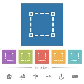 Selection tool outline flat white icons in square backgrounds Stock Illustration