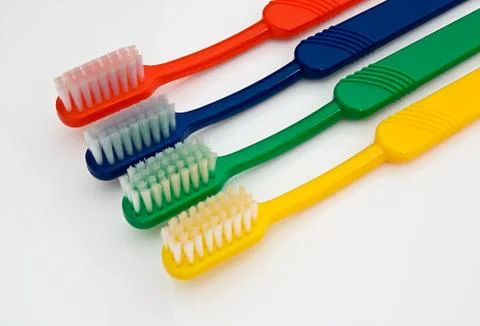 Selection of toothbrushes Stock Photos