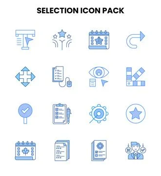Selection Two Colour Collection Icons Pack 库存插图