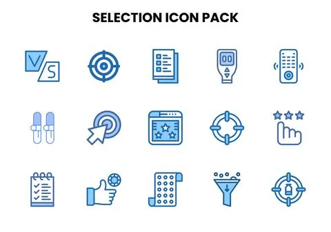Selection Two Colour Icons Pack Stock Illustration