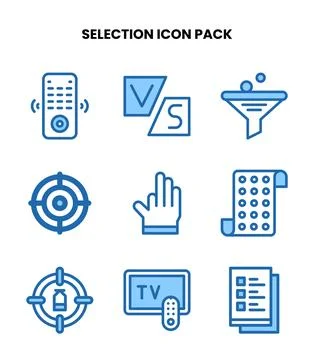 Selection Two Colour Set Icons Pack Stock Illustration