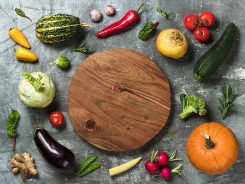 Selection of vegetables, copy space, top view 스톡 사진