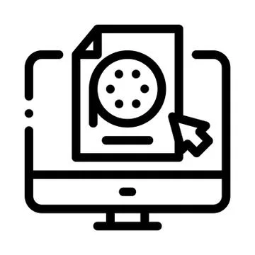 Selection of video document on computer icon vector outline illustration Stock Illustration