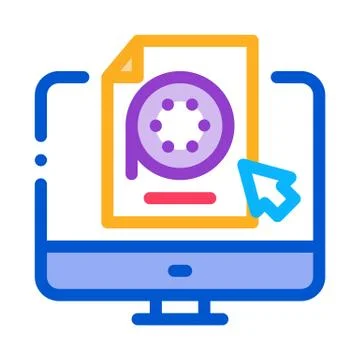 Selection of video document on computer icon vector outline illustration Stock Illustration