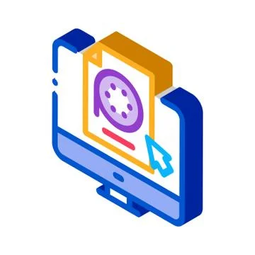 Selection of video document on computer isometric icon vector illustration Ilustración de archivo