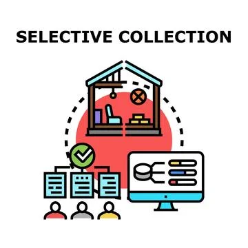 Selective collection data analysis and management process Stock Illustration