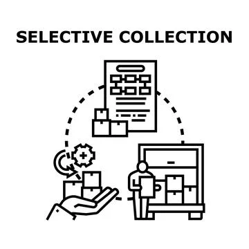 Selective collection process optimizing logistics and warehouse management Stock Illustration