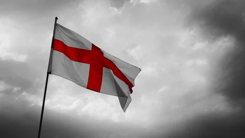 Selective Colour Slow Motion England Flag Stock Footage 93468578
