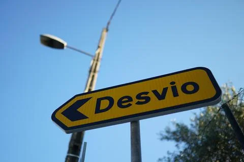 Selective of a deviation sign on the road 写真素材