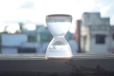 Selective of an empty hourglass on the balcony 写真素材