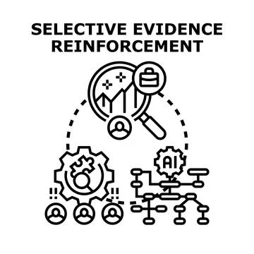 Selective evidence reinforcement concept for data analysis Stock Illustration