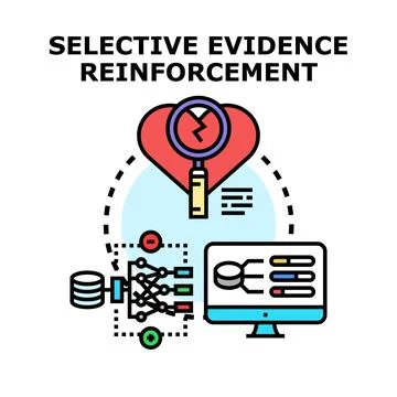 Selective evidence reinforcement concept illustration Stock Illustration