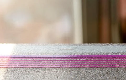 Selective focus on a 3d printer bed with flow calibration lines for testing Stock Photos