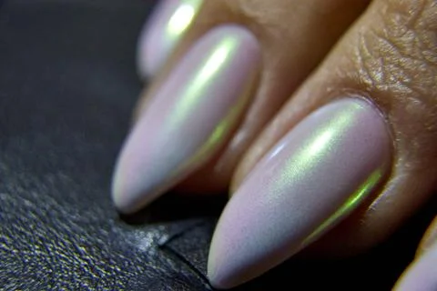 Selective focus and close-up of manicured nails Stock Photos