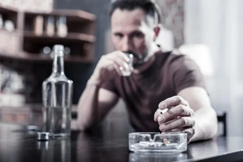 Selective focus of an ashtray Foto stock