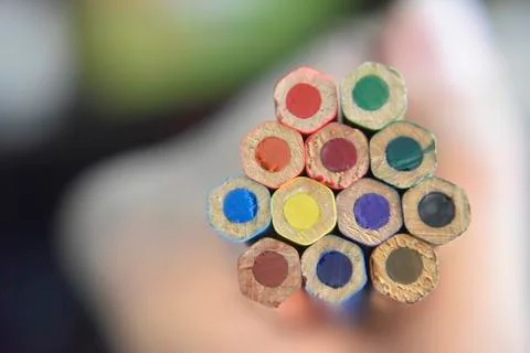 Selective focus on the back side of pencils Stock Photos