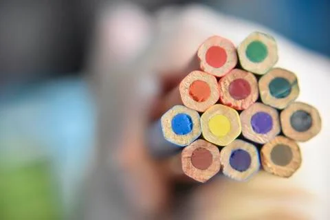 Selective focus on the back side of pencils Stock Photos