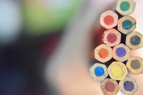 Selective focus on the back side of pencils Stock Photos