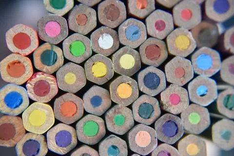 Selective focus on the back side of pencils Stock Photos