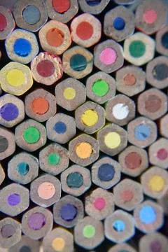 Selective focus on the back side of pencils Stock Photos