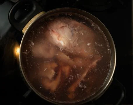 Selective focus, beef broth on bone Stock Photos