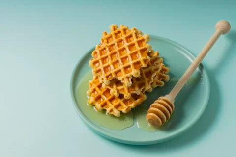 Selective focus, Belgian sugar waffles Stock Photos
