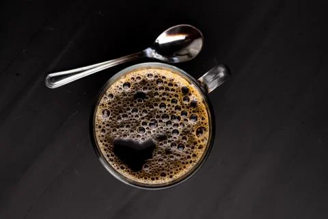 Selective focus, black coffee mug Stock Photos