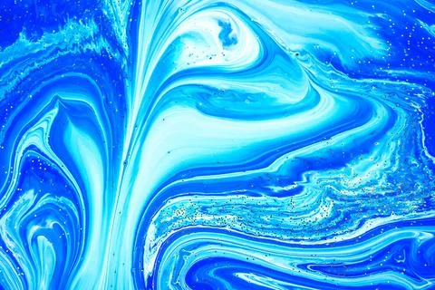 Selective focus. Blue creative abstract painted background, wallpaper, acryli Stock Photos