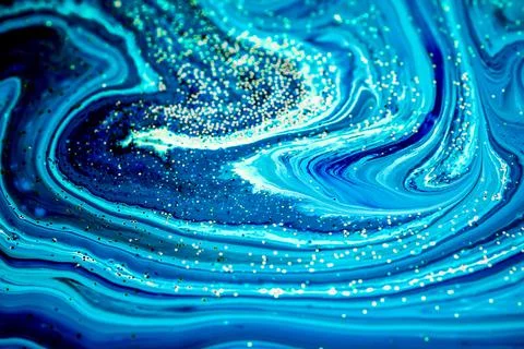 Selective focus. Blue creative abstract painted background, wallpaper, acryli Stock Photos