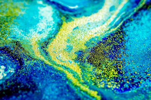 Selective focus. Blue creative abstract painted background, wallpaper, acryli Stock-Fotos