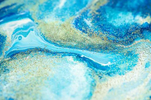 Selective focus. Blue creative abstract painted background, wallpaper, acryli Stock Photos