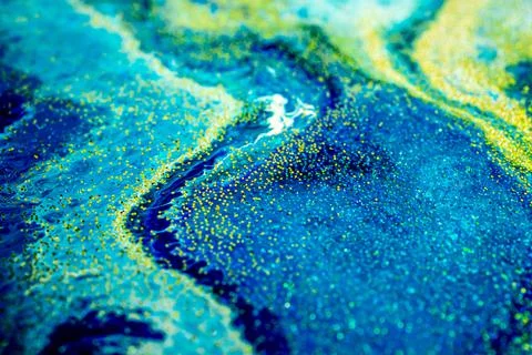 Selective focus. Blue creative abstract painted background, wallpaper, acryli Foto stock