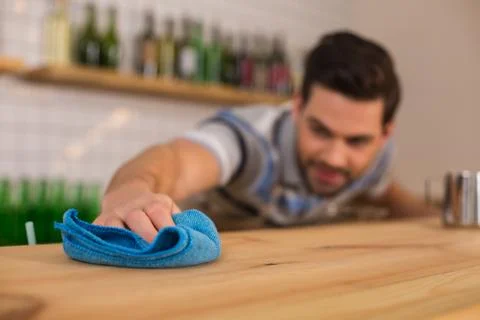 Selective focus of a blue duster Stock Photos